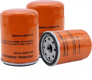 070185ES Oil Filter for Generac Guardian 8-24kW Air-Cooled Home Standby & Portable Generators| Orange 90MM Design with 30% More Filter Capacity| 3 Pack | Replace 070185E/70185f