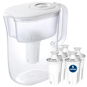 10-Cup Water Filter Pitcher with 5 Replacements & Electronic Change Reminder - Compatible Brita Water Pitcher Brita Filter Replacement