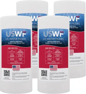 10 Micron 10 Inch x 4.5 Inch | 4-Pack Melt Blown Polypropylene Whole House Sediment Cartridge | Compatible with Liquatec SDF-45-1010, Hydronix SDF-45-1010 | Made in the USA, US Water Filters