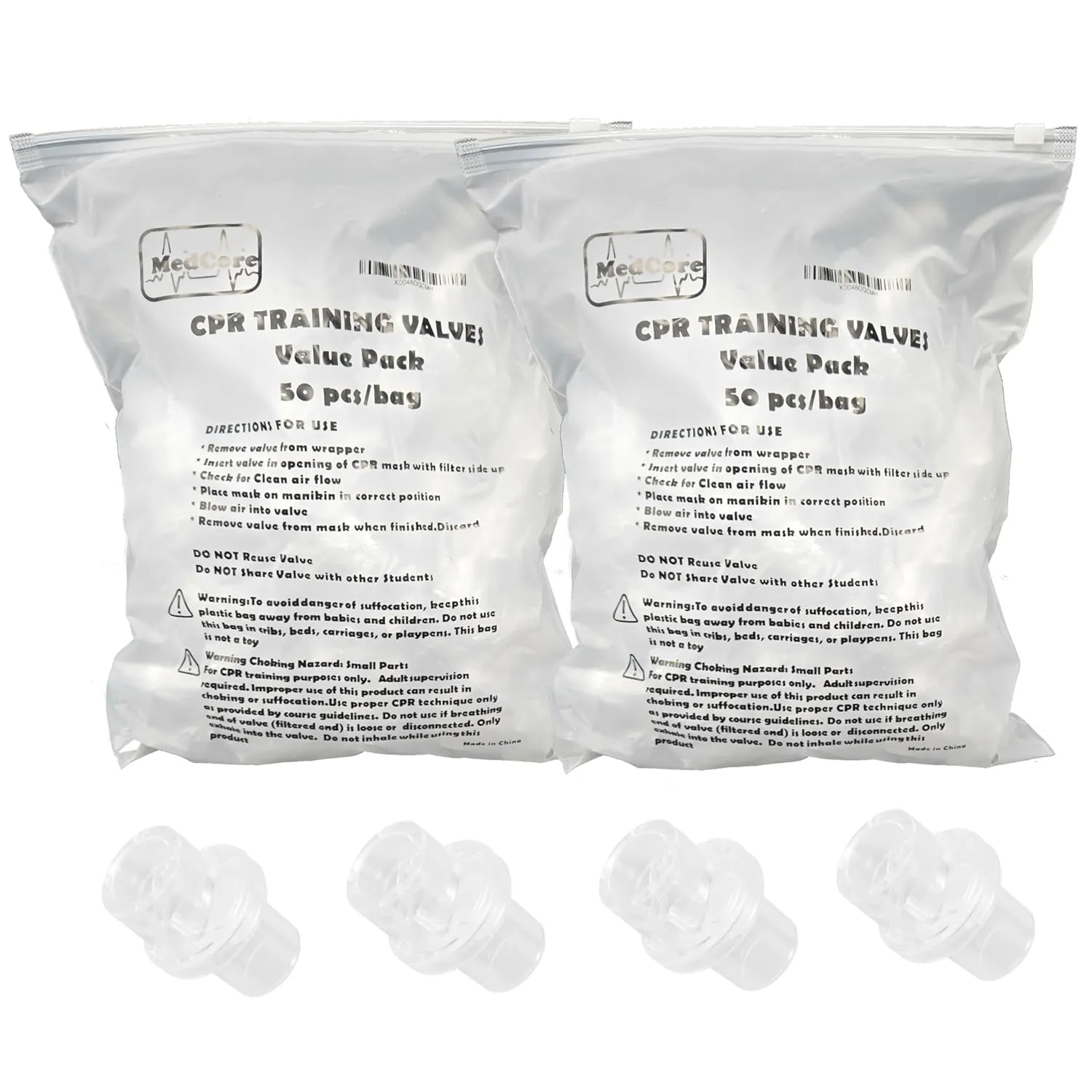 100 Pack - Practice CPR Training Valves - Fits All Adult Child and Infant Training Rescue Masks – Individually Wrapped Valve