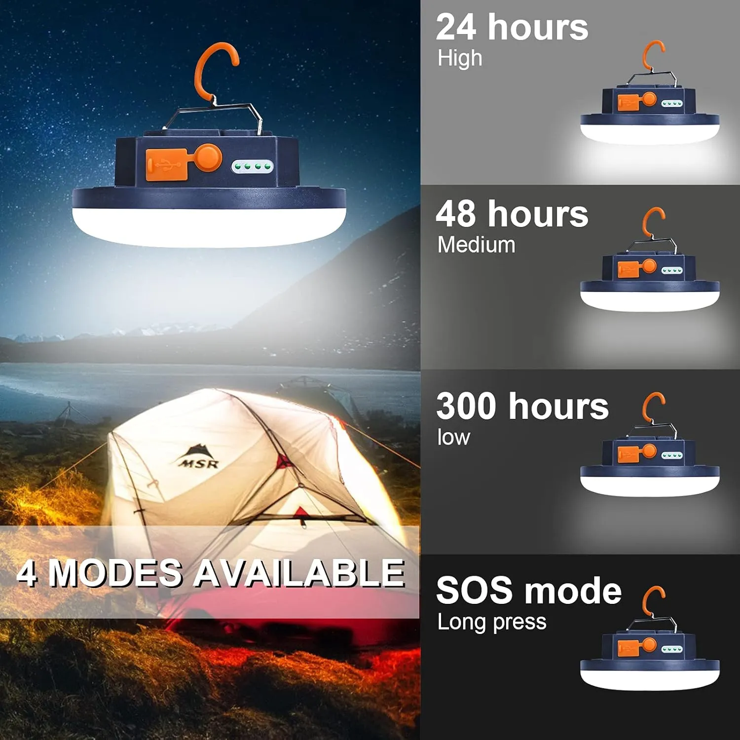 10000mAh 4000LM Flashlight Portable LED Camping Lantern Rechargeable Light 30W with Magnet , IPX4 Waterproof Tent Lights Power Failure Emergency Survival Kits Snowstorm Christmas Day Gift