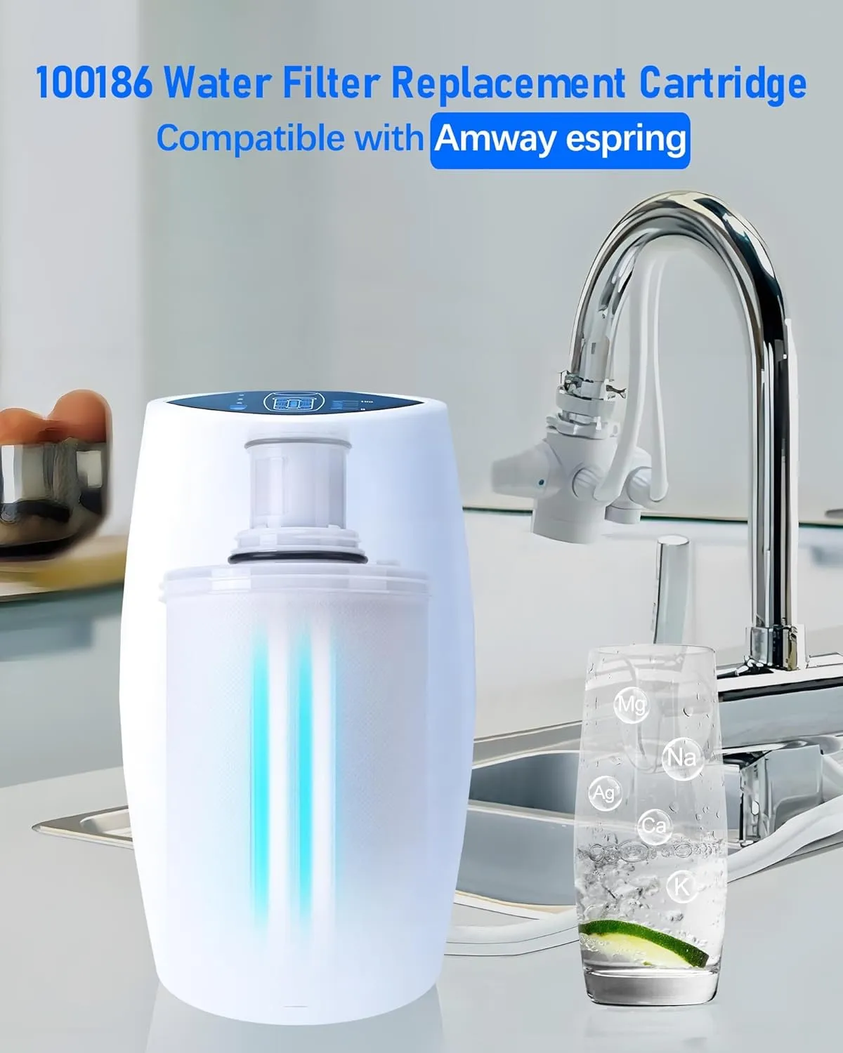 100186 Water Filter Replacement Cartridge Compatible with Amway espring Water Filter System, High-Precision Filtration, Retains Calcium & Magnesium beneficial minerals
