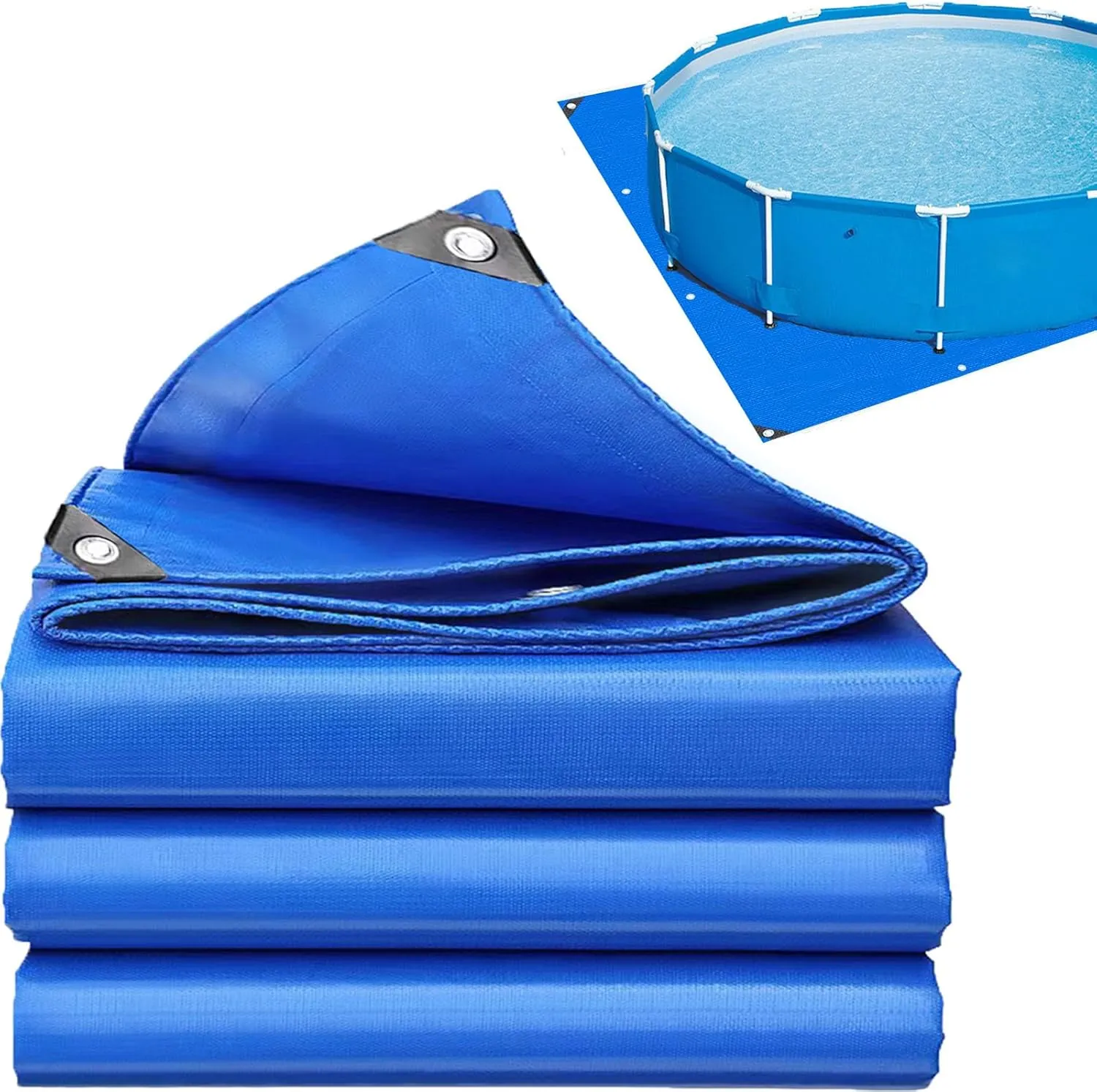 10x10 Tarps Heavy Duty Waterproof, Pool Pad for Above Ground Pool, Multipurpose Tarpaulin with Metal Grommets, Outdoor Coverings Weatherproof Tarp Covers for Camping, Farming, Vehicles(10 FT)