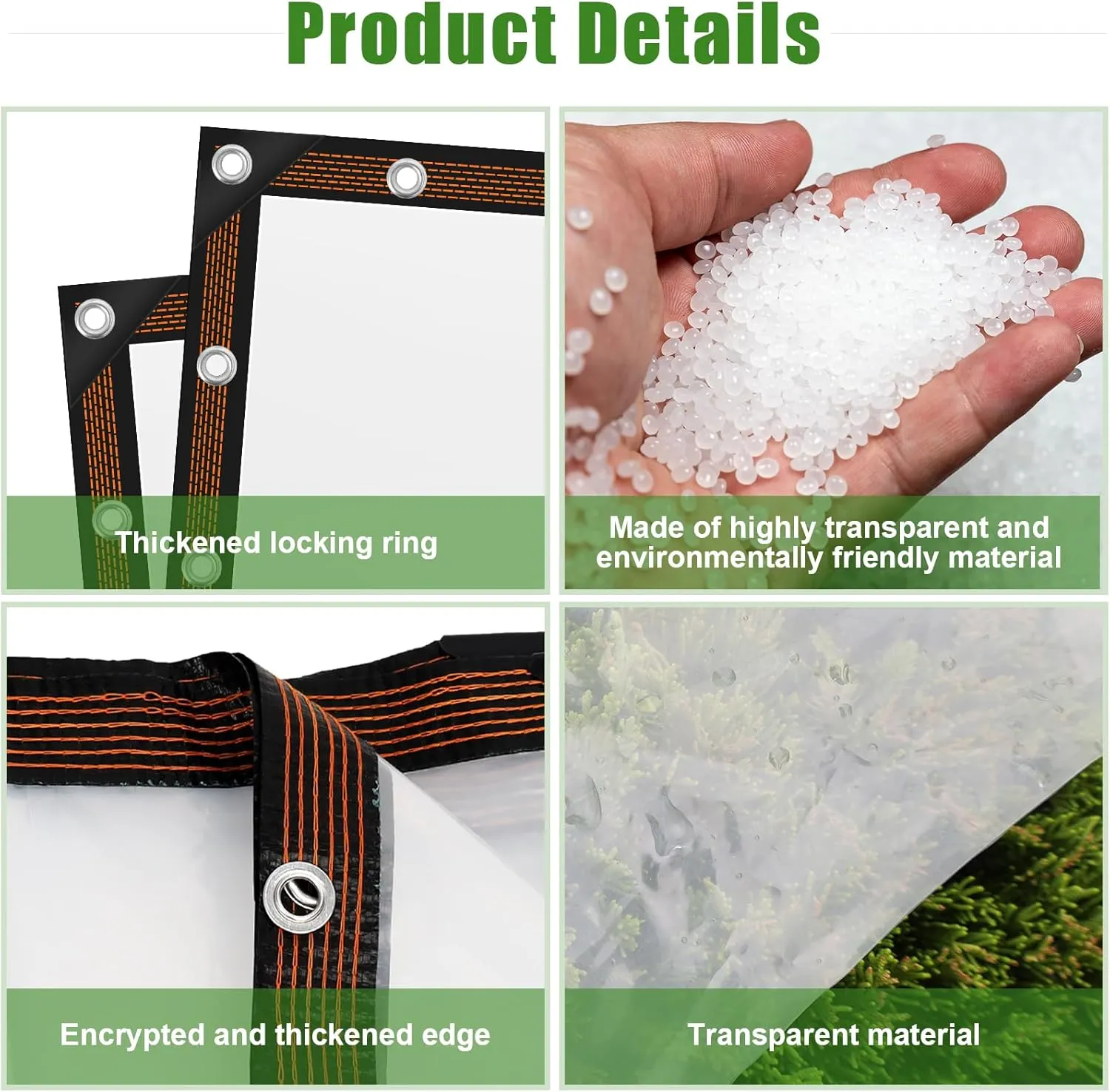 10x12ft Clear Waterproof Tarps Heavy Duty Transparent Tarpaulins Clear Vinyl Tarps with Grommet, Outdoor Transparent Cover for Greenhouse, Patio, Porches, Tent, Chicken Coop