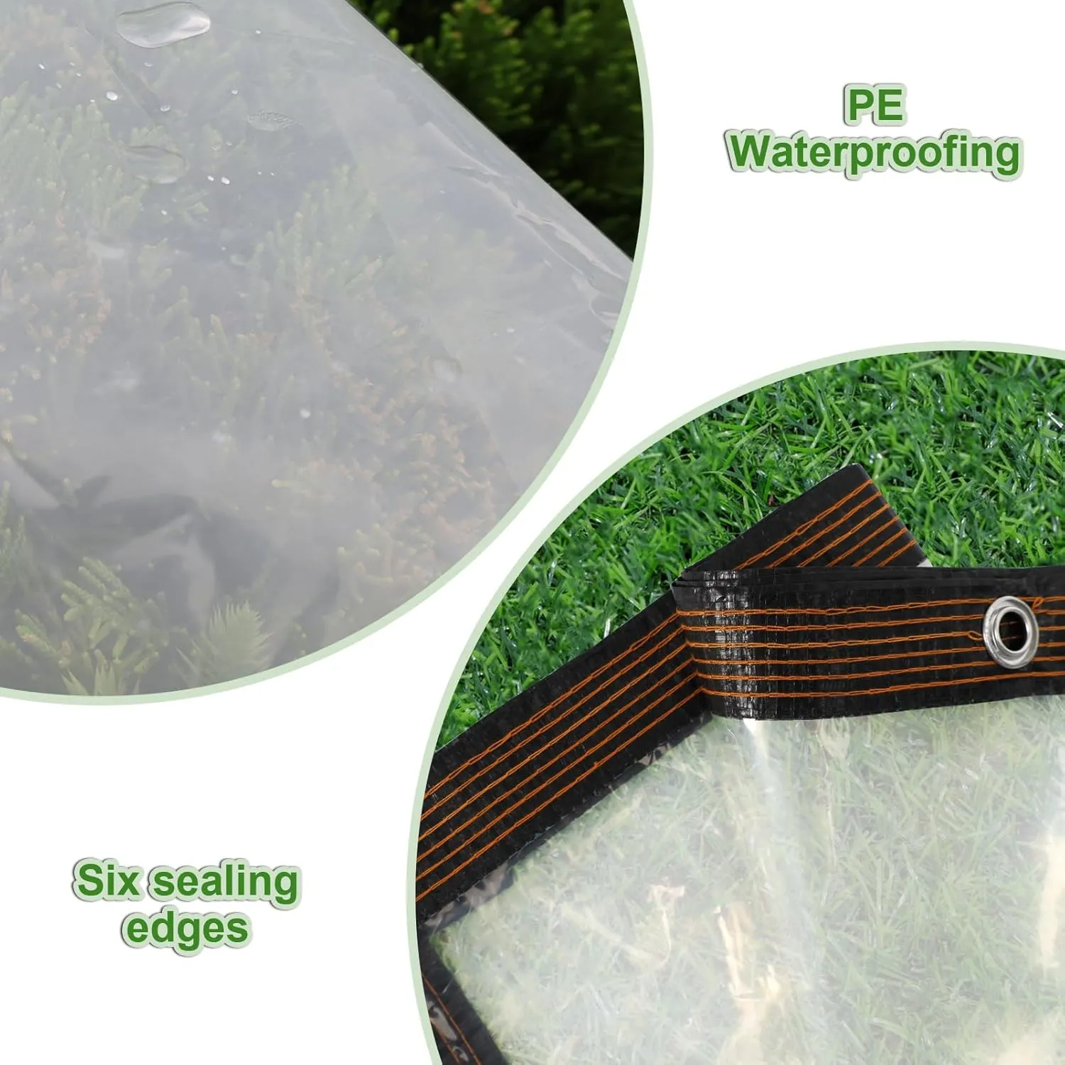 10x12ft Clear Waterproof Tarps Heavy Duty Transparent Tarpaulins Clear Vinyl Tarps with Grommet, Outdoor Transparent Cover for Greenhouse, Patio, Porches, Tent, Chicken Coop