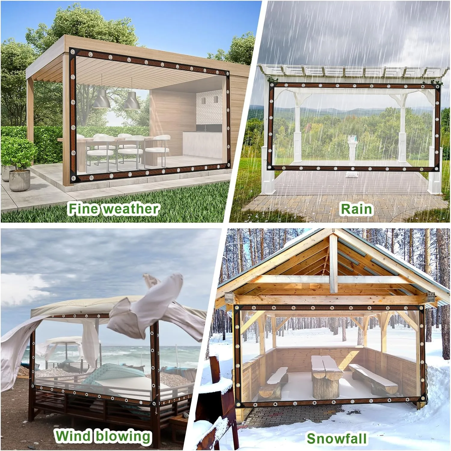 10x12ft Clear Waterproof Tarps Heavy Duty Transparent Tarpaulins Clear Vinyl Tarps with Grommet, Outdoor Transparent Cover for Greenhouse, Patio, Porches, Tent, Chicken Coop