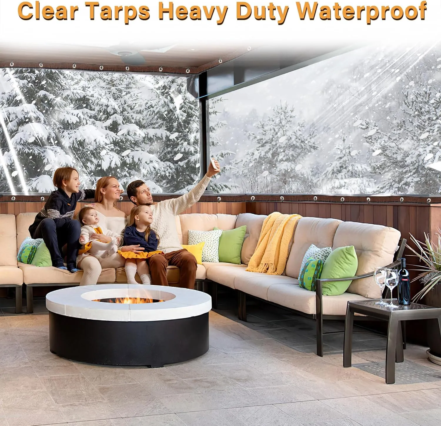 10X13FT 2P Clear Waterproof Tarps(Increase Grommets,Windproof Rope,Ties) Poly Tarpaulin Outdoor Garden Rainproof Covering,Clear Vinyl Tarp with for Patio Covering Henhouse Porch Canopy Plant Camping