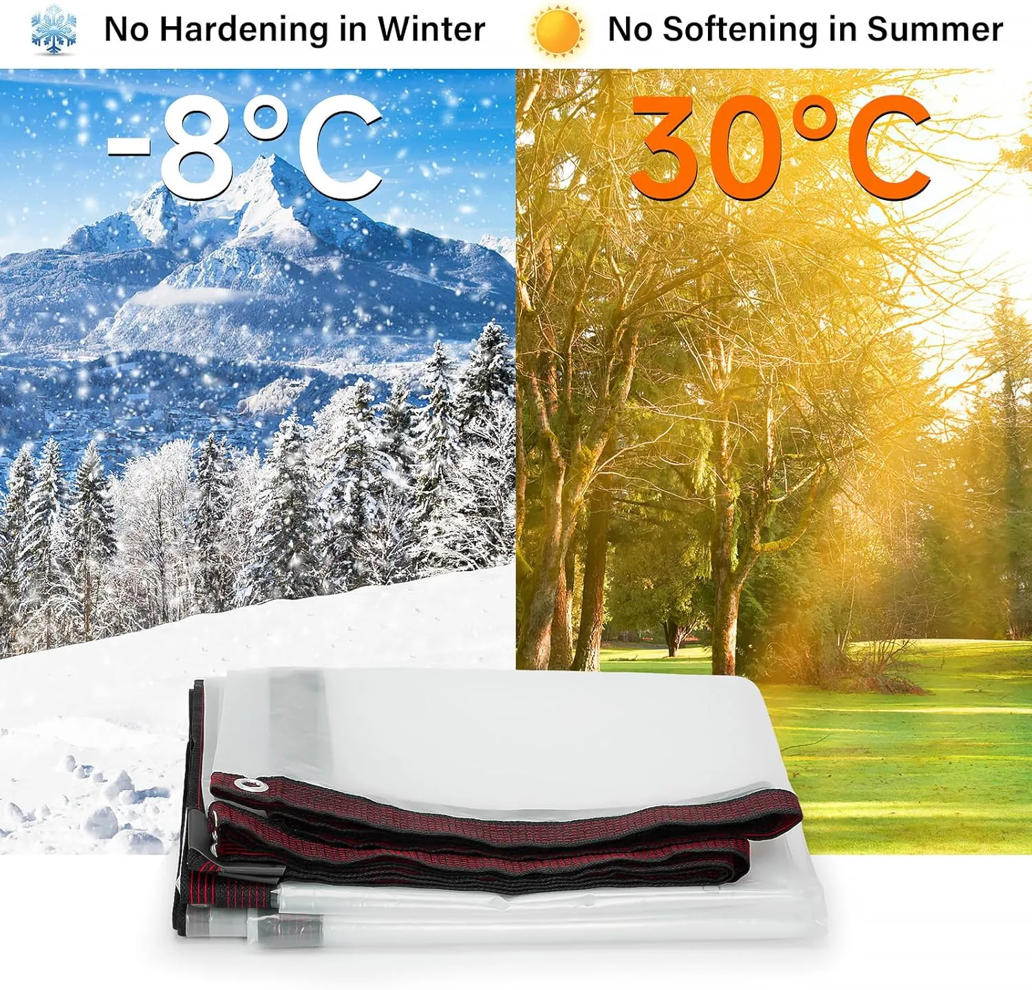 10X13FT 2P Clear Waterproof Tarps(Increase Grommets,Windproof Rope,Ties) Poly Tarpaulin Outdoor Garden Rainproof Covering,Clear Vinyl Tarp with for Patio Covering Henhouse Porch Canopy Plant Camping