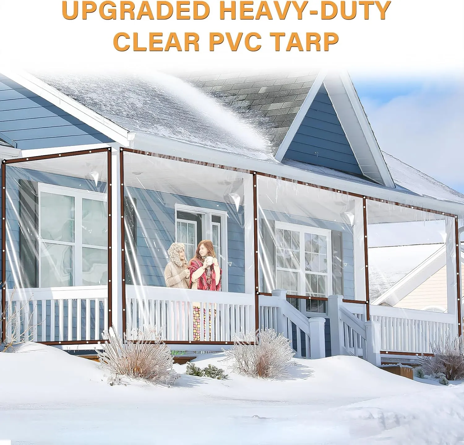 10X13FT 2P Clear Waterproof Tarps(Increase Grommets,Windproof Rope,Ties) Poly Tarpaulin Outdoor Garden Rainproof Covering,Clear Vinyl Tarp with for Patio Covering Henhouse Porch Canopy Plant Camping