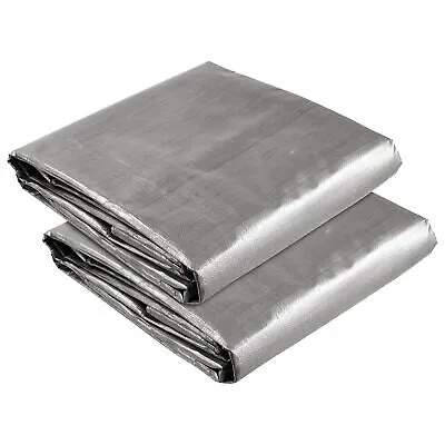 10x15 Ft 2 Pack Waterproof Poly Tarp Heavy Duty Protect Cover 10-mil Tarpaulin