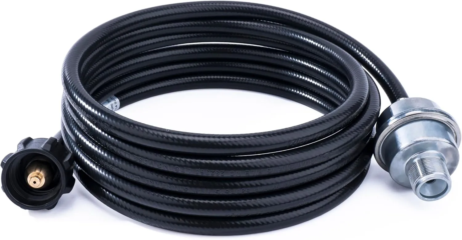 12 Foot Propane Hose with Fuel Filter F273699 Compatible with Mr Heater Buddy and Big Buddy Portable Heater, With adapter to connect to 5-45 lb Propane Tank