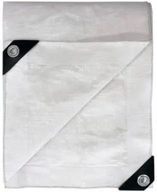 12' ft x 20' ft White Heavy Duty Fire Resistant Tarp - (Pack of 1)