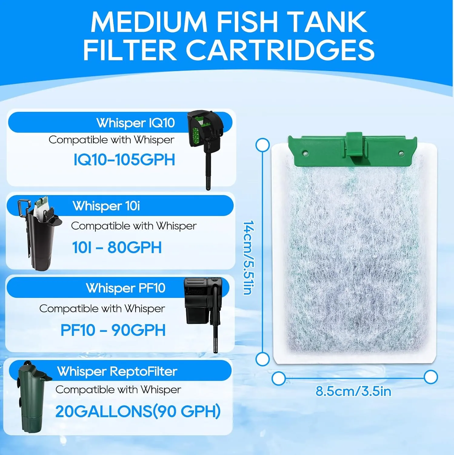 12PCS Medium Filter Cartridges Compatible with Tetra Whisper Bio-Bag Filter Cartridges Medium for Aquariums 10i IQ10 PF10, Fish Tank Filter Cartridges Power Filter Replacement for Tetra Filter