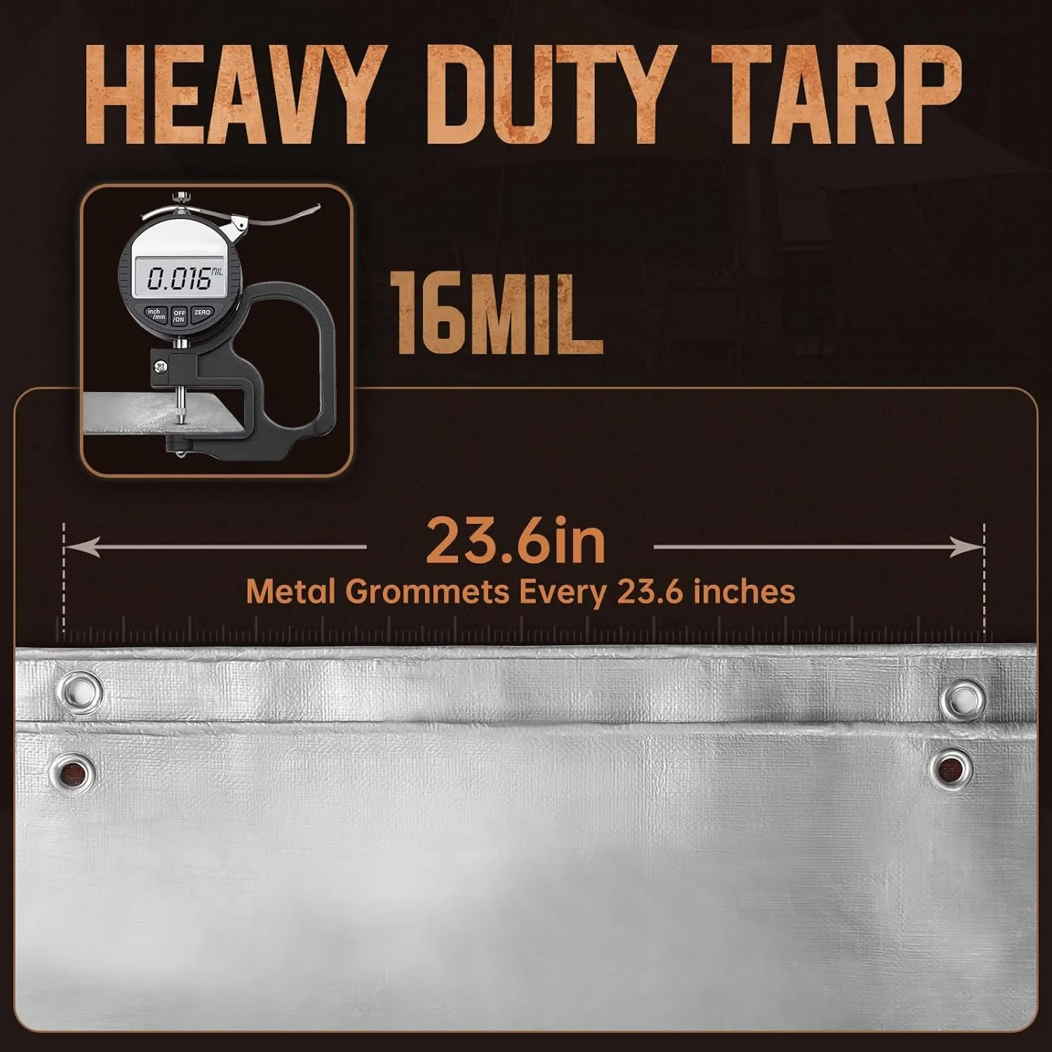 12x20 FT Tarp Waterproof, 16 Mil Tarps Heavy Duty Waterproof Multipurpose Protective Cover UV Resistant Rip & Tear Resistant Waterproof with Grommets Reversible for Home Boats Cars Camping