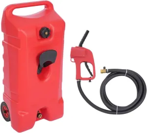 14 Gallon Marine Fuel Tank, Portable Fuel Tank with Wheels and 9.84ft Fuel Hose for Outboard Engine Boats, Free Standing Large Capacity Fueling System