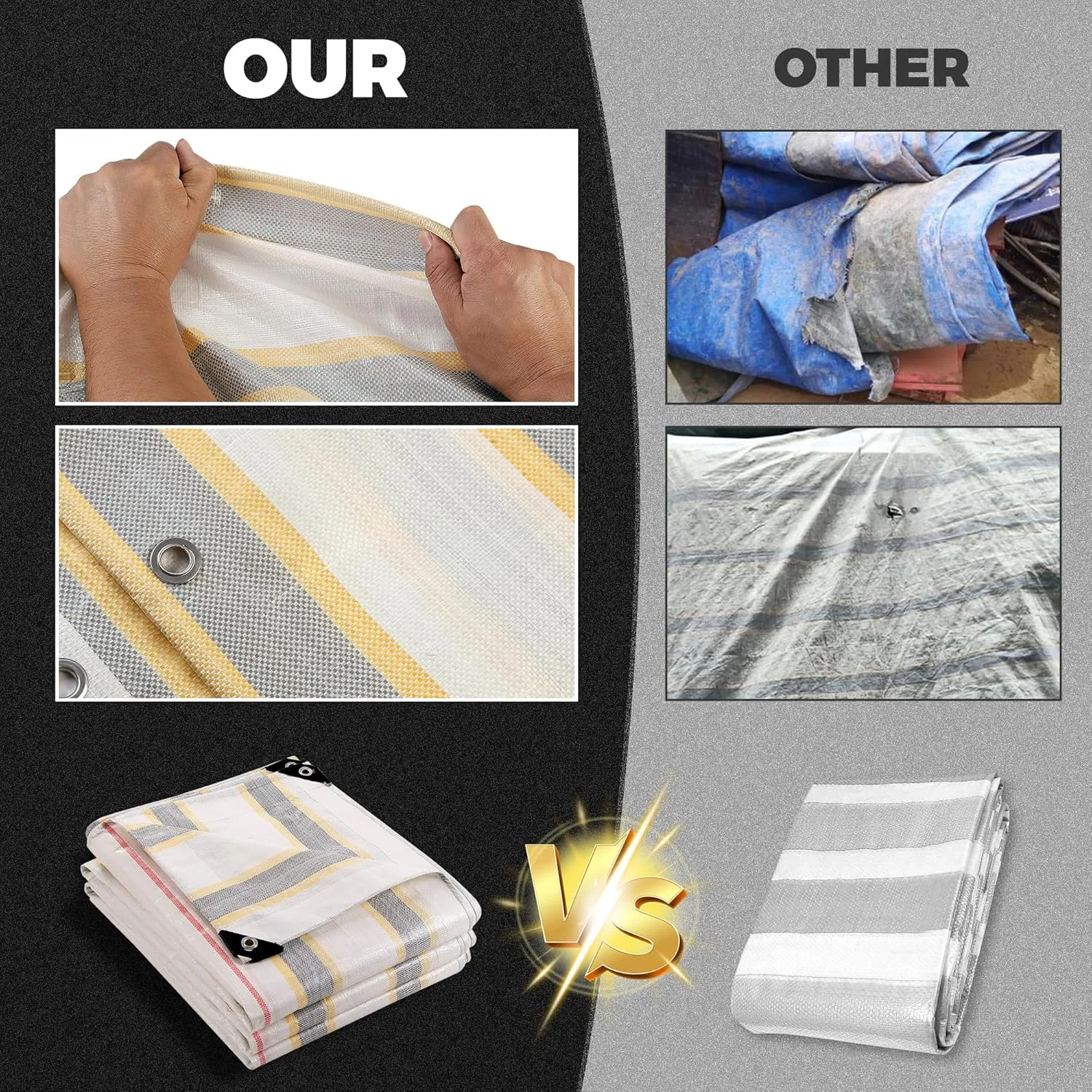 16.5' X 20' Heavy Duty Waterproof Tarp, Outdoor Protective Tarpaulin Cover, UV Resistant All Weather Tarps with Rustproof Grommets for Roof, Pool, Camping, Tent, Deck, RV, Boat