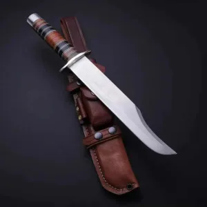 17 Inch Long Handmade J2 Steel Hunting Knife With Leather Sheath, Outdoor Knives For Hunting, Camping & Fishing