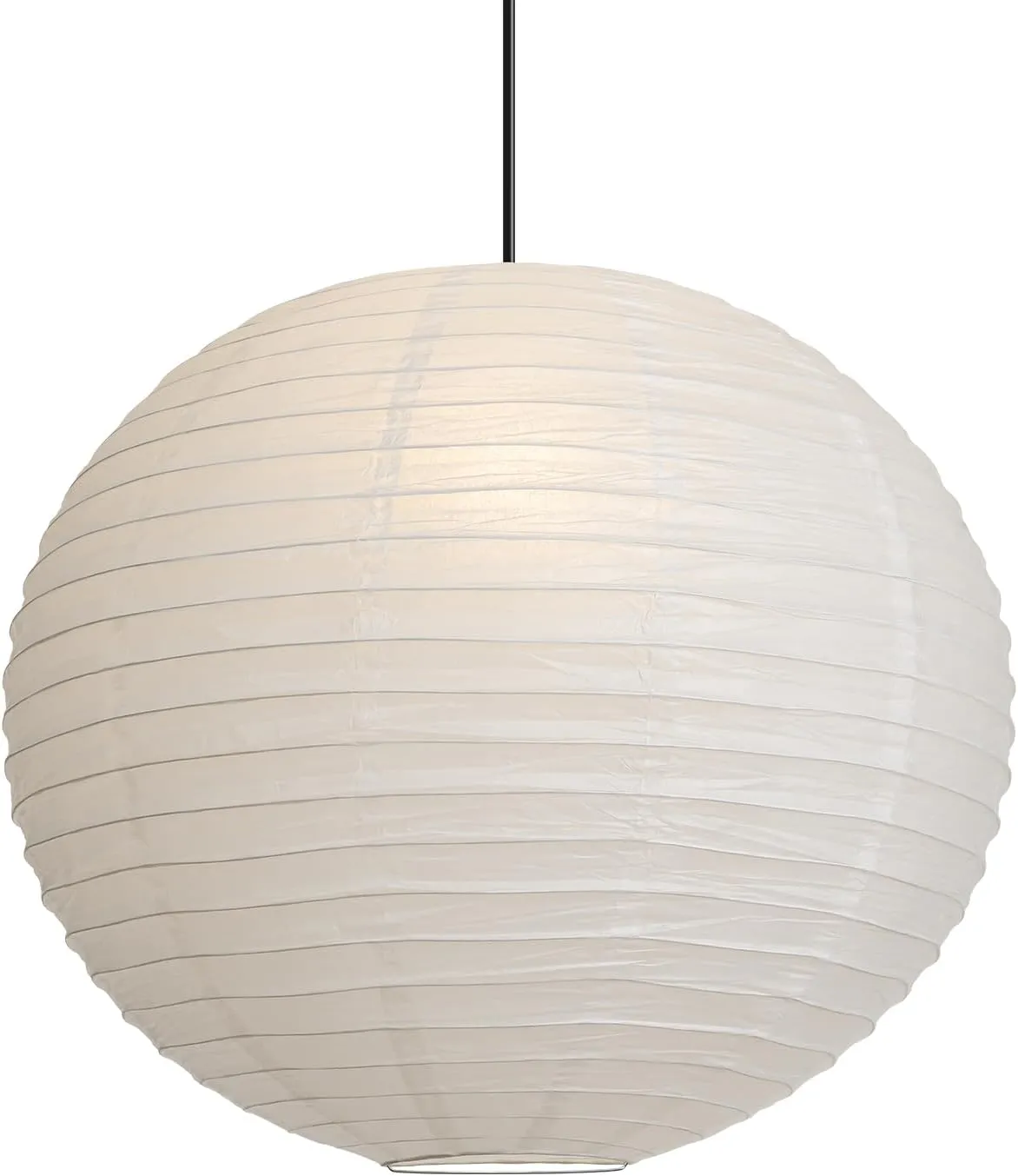 1PC 23.6 Inch Round Rice Paper Lamp Shades, White Paper Lanterns Lights,Paper Pendant Light Shade,Hanging Paper Lamp Shade,Noguchi Lamp Shade,Lampshade for Living Room,Excluding Wires and Bulbs