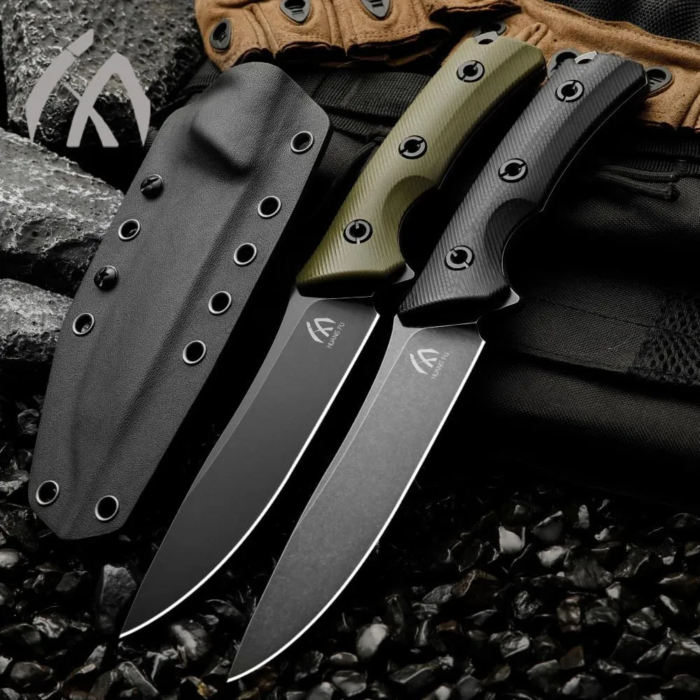 1PC S35VN steel outdoor knife, fixed blade, can be used for outdoor activities, hiking and trekking, and is a multifunctional tool suitable for various environments. Men's Gift (black grip)