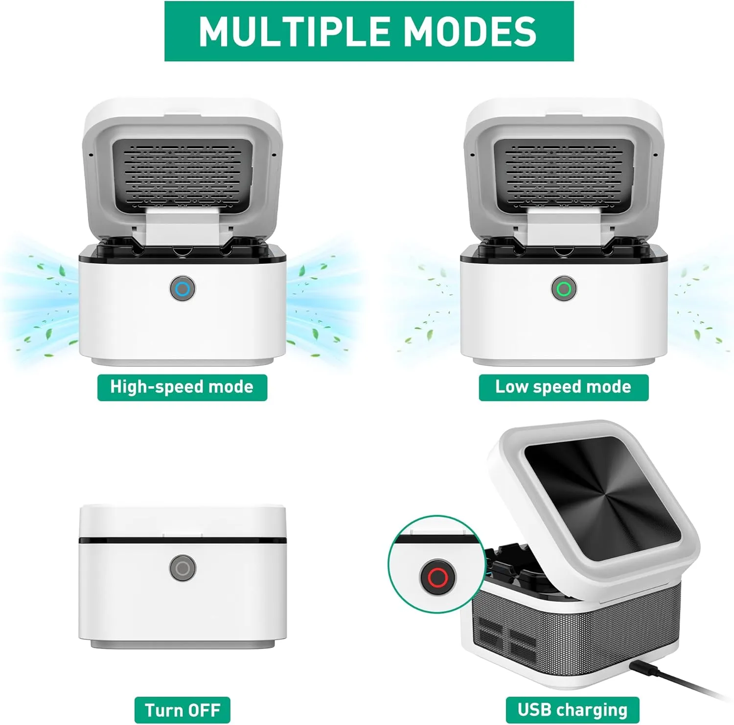 2 in 1 Air Purifier Multifunctional Smokeless Ashtray for Cigarette Smoker, HEPA Filter Reduce Smoke, USB Rechargeable Smoke Ashtray for Home Office Car(White)