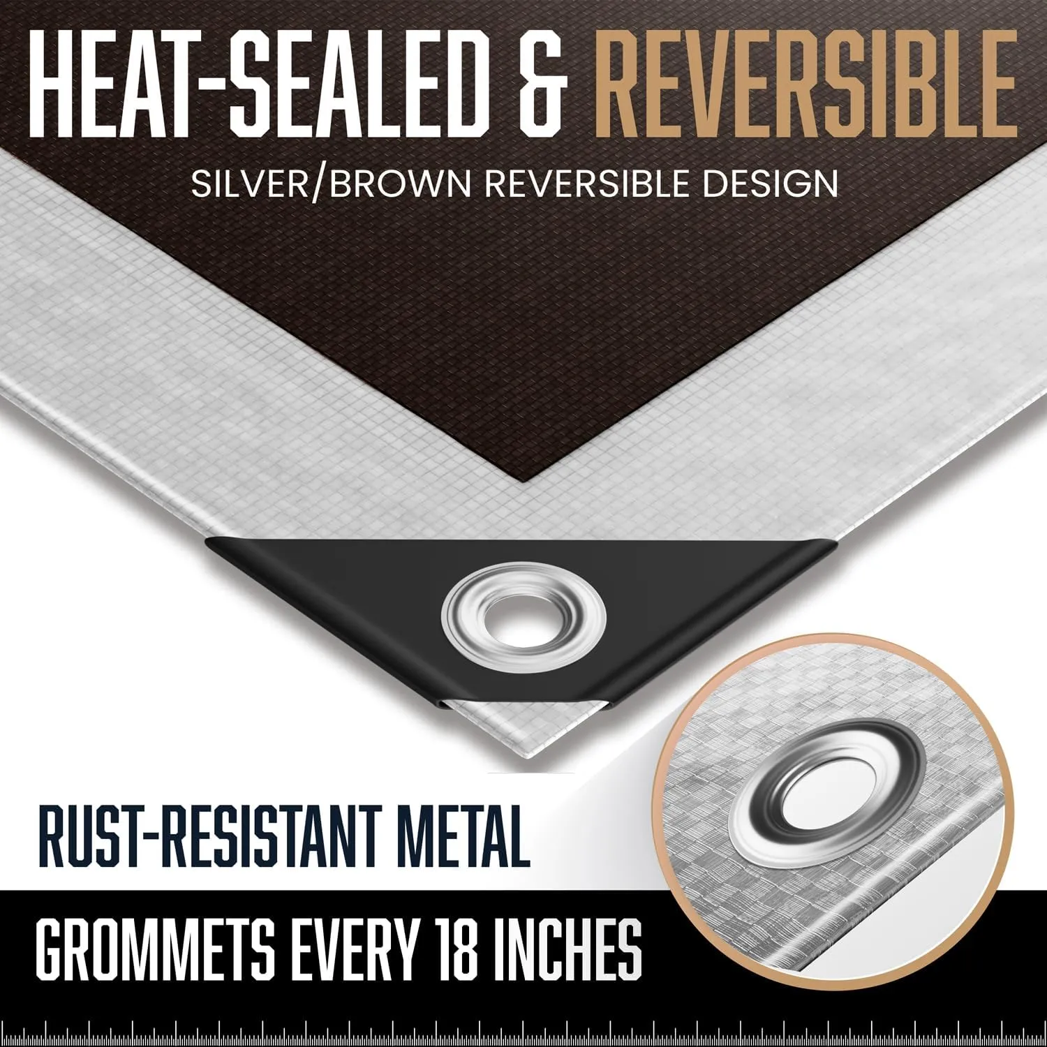 (2 Pack) 10x12 Heavy Duty Tarp, 10 Mil Thick, Waterproof, Tear & Fade Resistant, High Durability, UV Treated, Grommets Every 18 Inches. (Silver/Brown - Reversible) (10' x 12 Feet - 2 Pack)