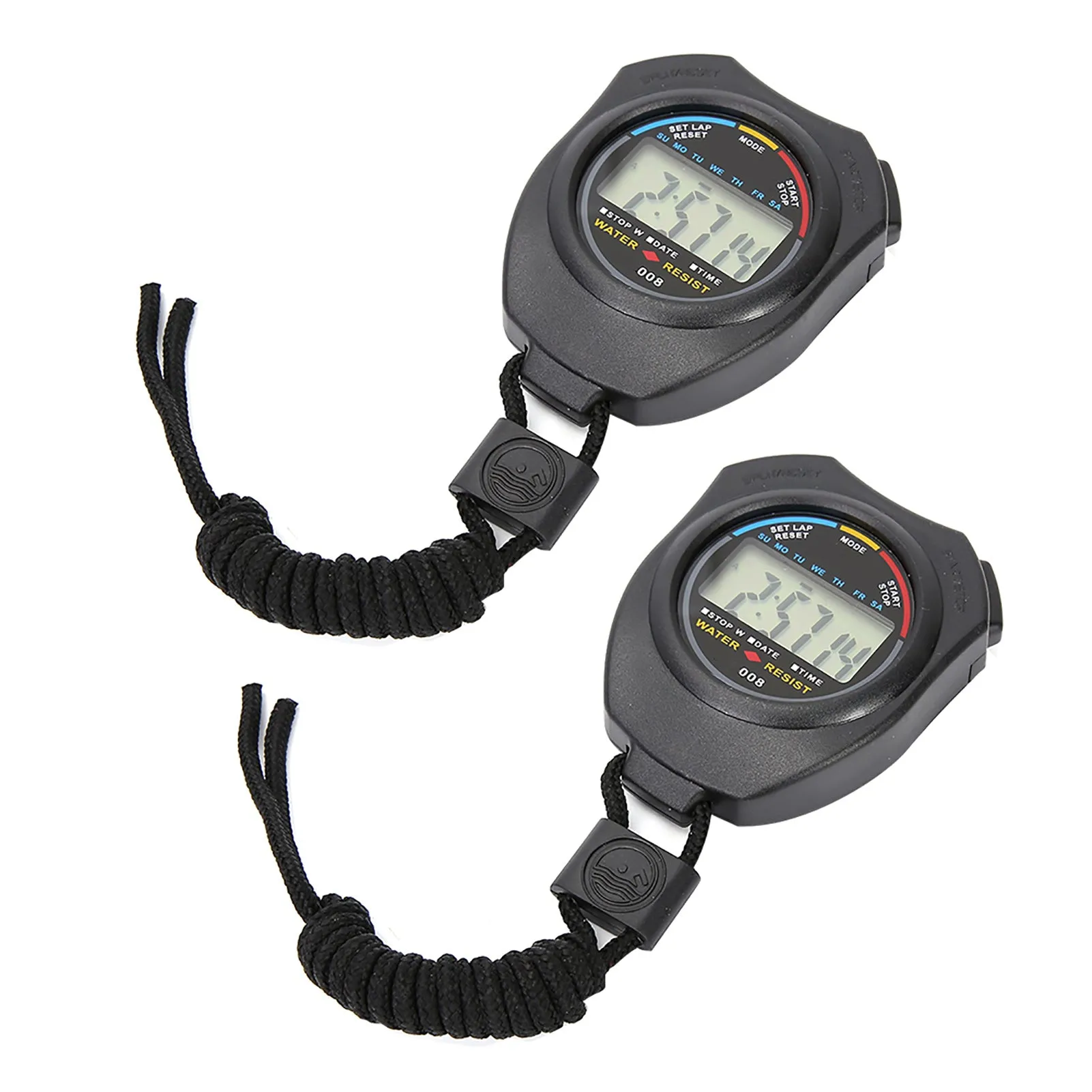 2 PCS Sports Stopwatch Timer, Multifunctional Digital LCD Handheld Stopwatch for Racing/Running