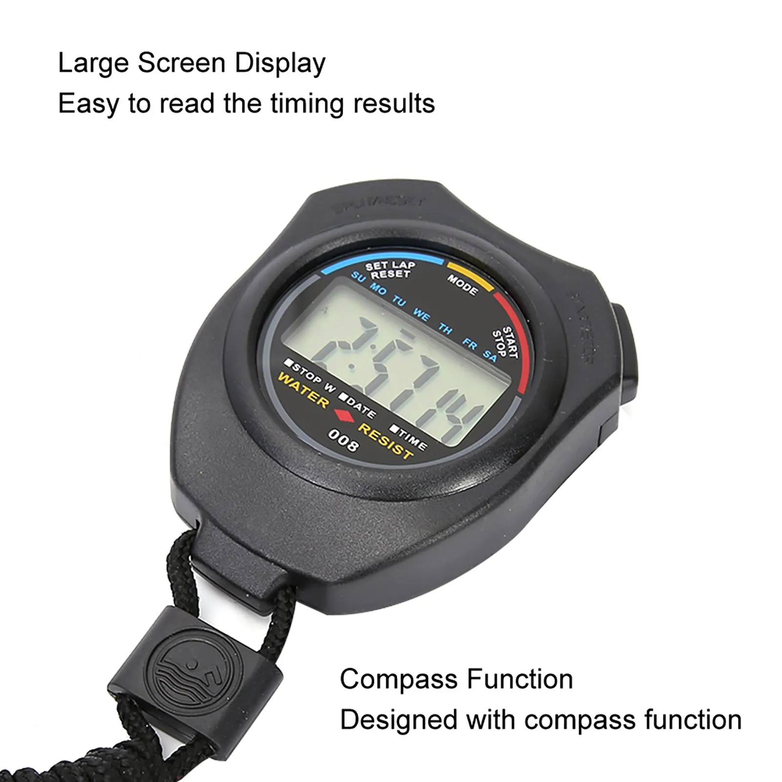 2 PCS Sports Stopwatch Timer, Multifunctional Digital LCD Handheld Stopwatch for Racing/Running