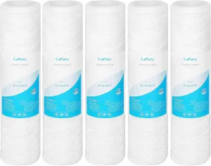 20 Micron 10" x 2.5" String Wound Sediment Water Filter Cartridge,5 Pack,Whole House Sediment Filtration, Universal Replacement for Most 10 inch RO Unit
