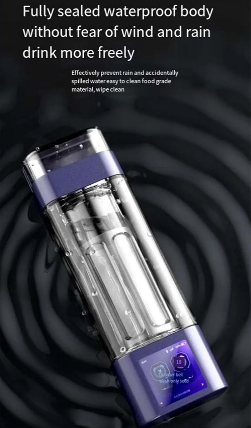 2000-9000ppb Hydrogen Rich Water Bottle Generator, 350ml Portable Hydrogen Water Cup, Chargeable Ionized Water Generator, Smart Touch Display, Home Office Use