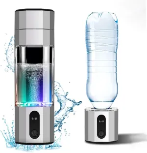 208ml Hydrogen Water Bottle 6000-8000 PPB LED Display Portable Rechargeable Hydrogen Water Bottle Suitable for Travel for Men Women(White)