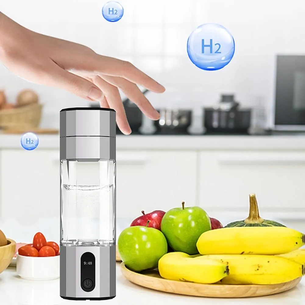 208ml Hydrogen Water Bottle 6000-8000 PPB LED Display Portable Rechargeable Hydrogen Water Bottle Suitable for Travel for Men Women(White)