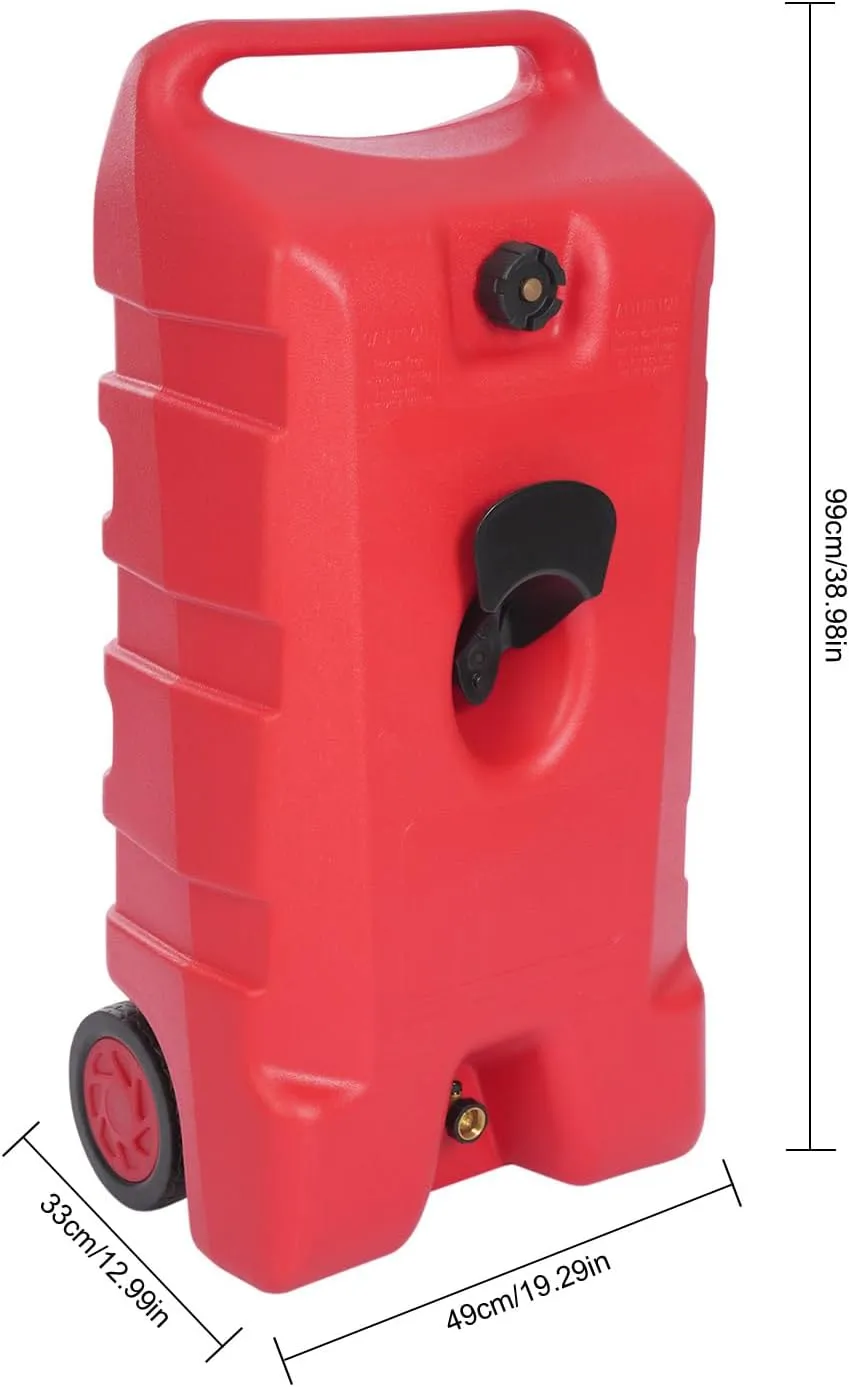 25 Gallon Boat Fuel Tank on Wheels Portable Gas Fuel Tank Container Caddy with Manual Transfer Nozzle and 10 Feet Long Hose Fuel Storage Tank Petrol Gasoline Fuel Can Gas Can Marine Outboard Motor Fuel Accessories