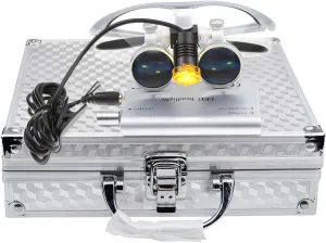 2.5X420mm Silver Binocular Loupes Magnifying Glasses Magnifier 3W LED Headlight Head Light with Filter Aluminum Box