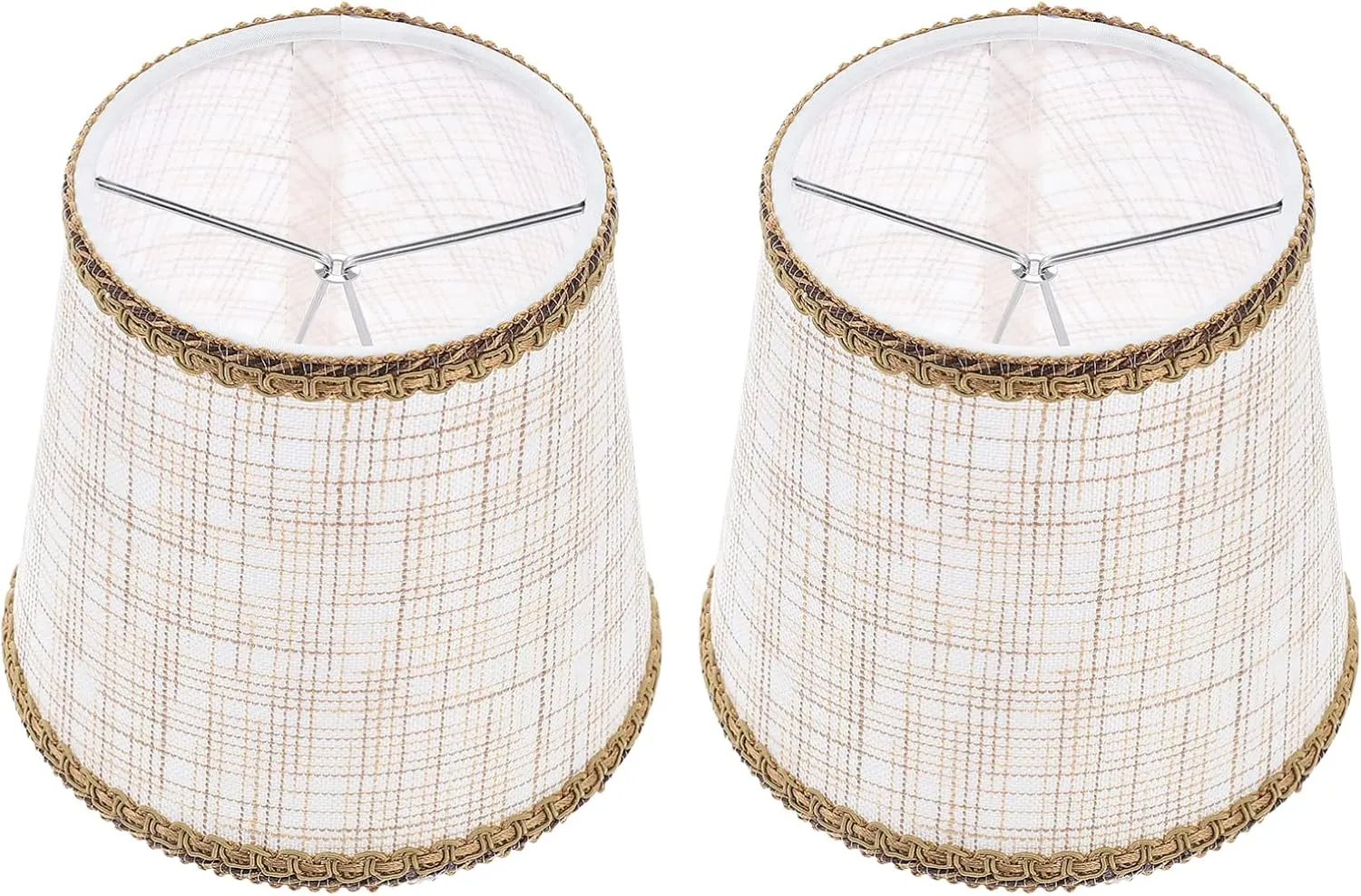2pcs Lampshade Drum Lamp Shades European Style Lamp Shade Clip on Light Shades Hanging Lantern Shade Stand Light Bedside Lamp Shade Replacement Luminous E27 Housing Cover Cloth