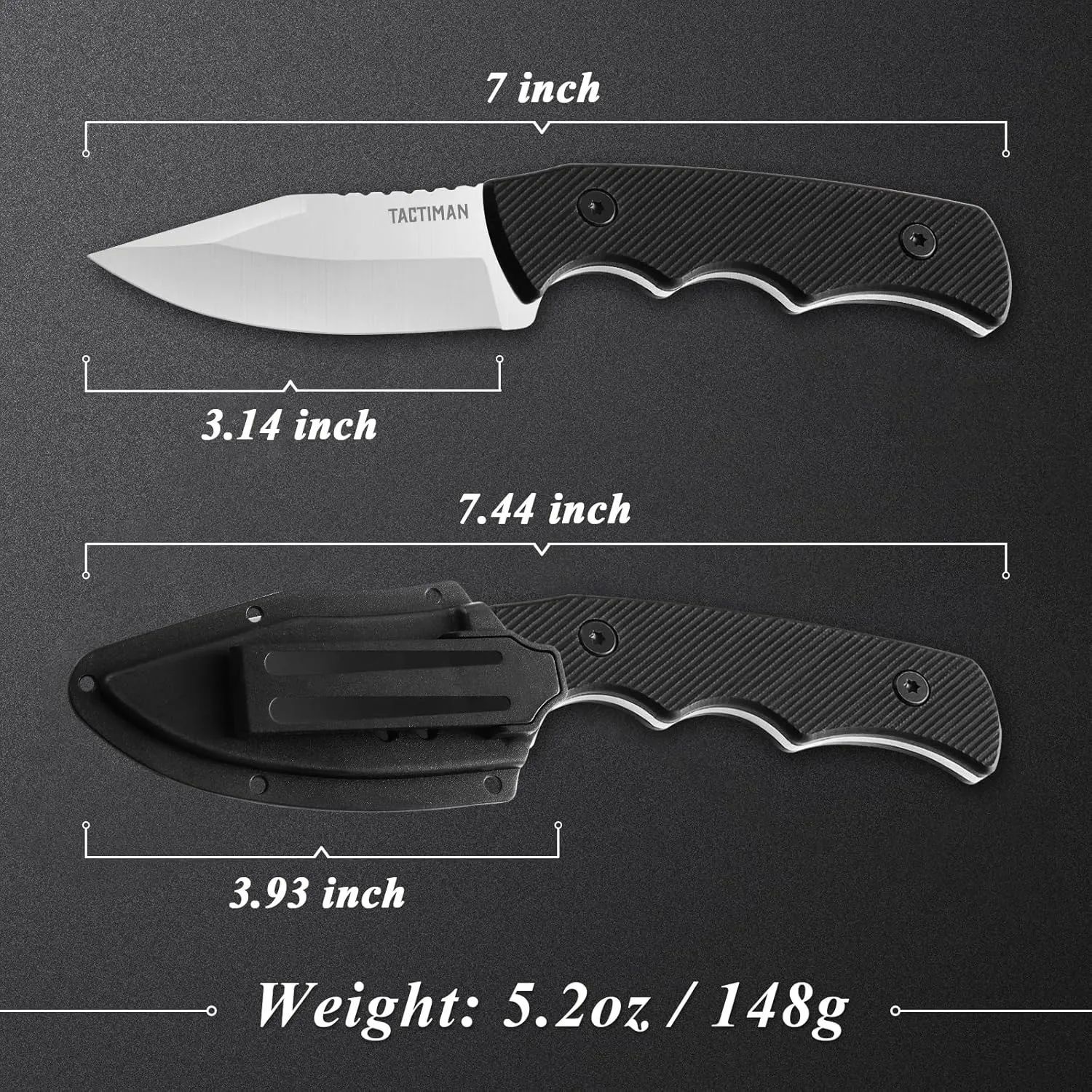 3.14 inch Fixed Blade Knife Tactical Survival Camping Knife with a Sturdy Protective Blade Sheath, Ideal for Camping, Tactical, Outdoor, Survival, knife for men