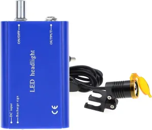 3W Lab Portable LED Headlight Clip On Light with Filter & Latest Type Plastic Carry On Battery (Blue)