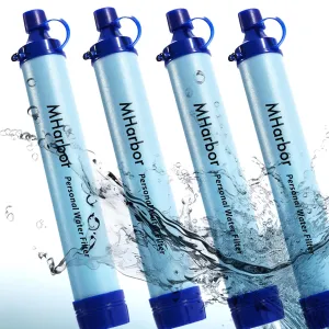 4 Pack Personal Water Filter Straw, Portable Outdoor Emergency Survival Gear for Hiking, Camping, Travel, Hunting & Fishing