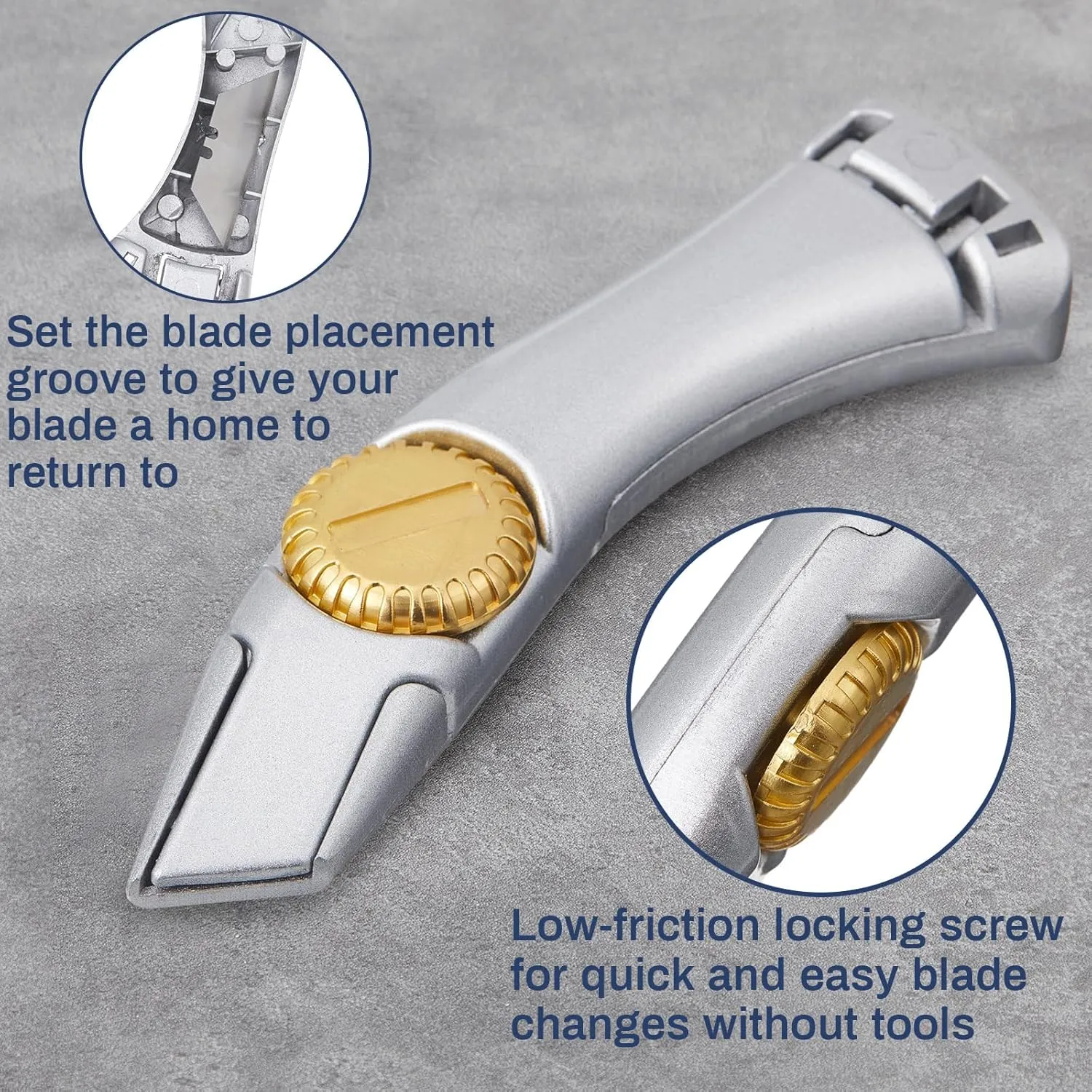 4 Pcs Silver Fixed Blade Roofing Knife Vinyl Drywall Knife with Replacement Fixed Utility Blades Heavy Duty Roofer's Roofing Tools Cutter with Holster Belt Clip for Carpet
