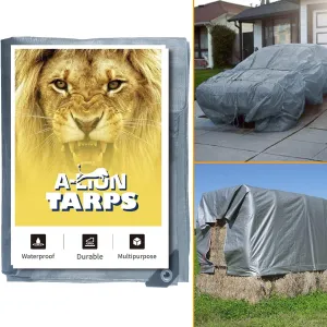 40x60 Heavy Duty Tarp Cove Multi Purpose Protective Cover - Durable, Waterproof, Weather Proof, Rip and Tear Resistant - Extra Thick 12 Mil Polyethylene, Siver/Black