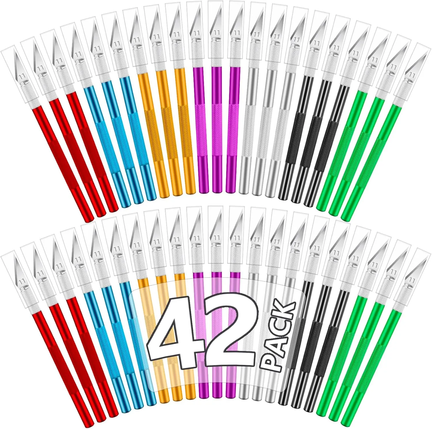 42 Pack Exacto Knife Set, Precision Craft Hobby Knife, Art Knife, Exacto Knives for Cutting, Carving, Trimming, Scrapbooking, DIY (Multicolor)