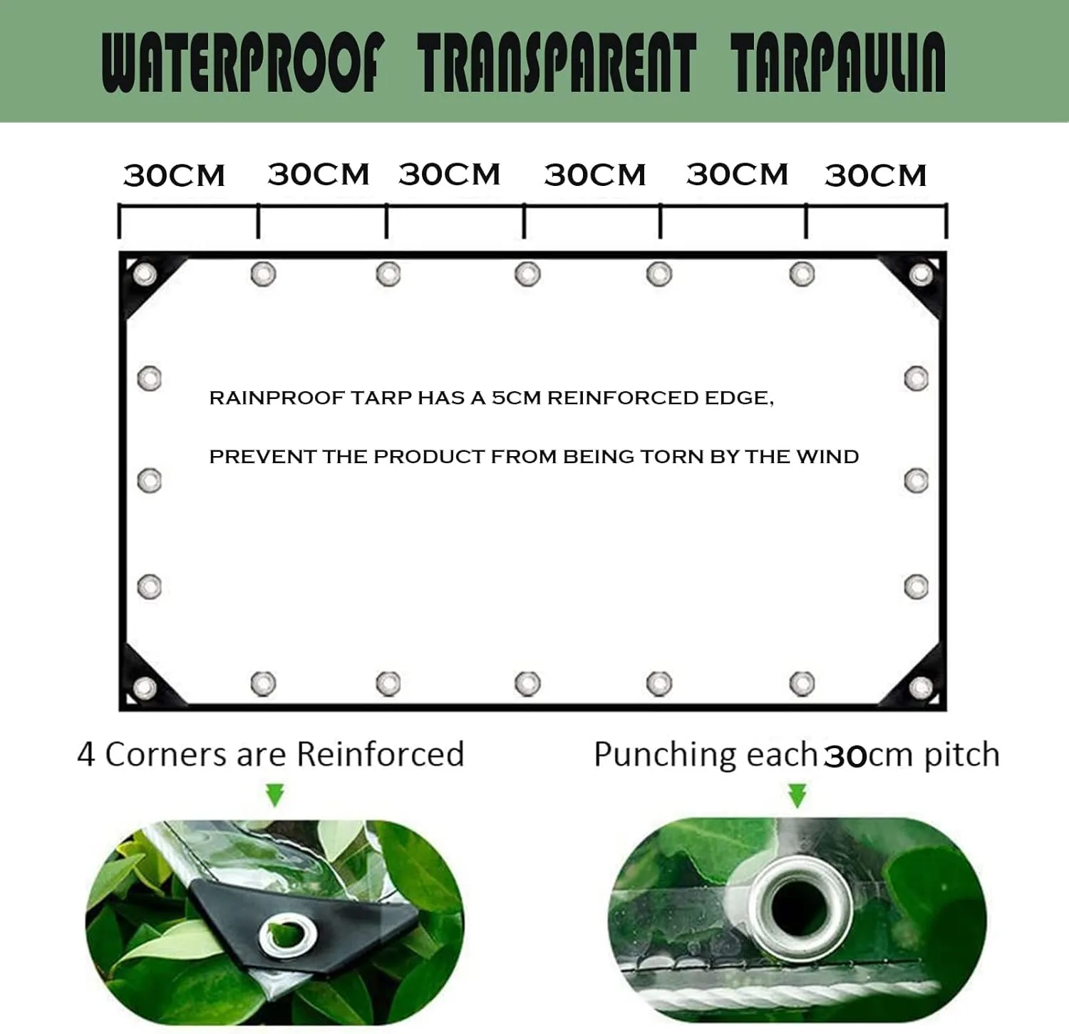 4X6ft Clear Tarp with Grommets,Transparent Heavy Duty Waterproof Tarpaulin Cover with Reinforced Edge,14Mil Thickened Tear Resistant Waterproof PVC Vinyl Tarp for Patio,Camping,Greenhouse