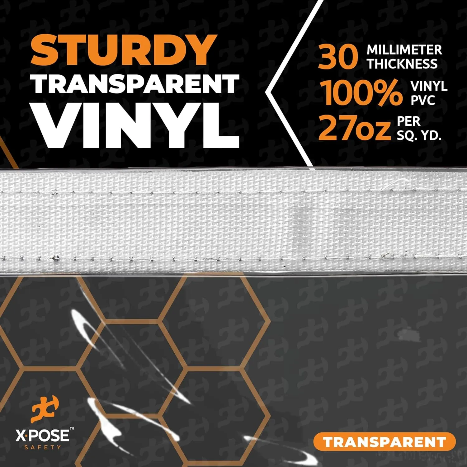 5' x 7' Clear Vinyl Tarp - 30 Mil Super Heavy Duty Transparent Waterproof PVC Tarpaulin with Brass Grommets - for Patio Enclosure, Temporary Wall, Camping, Tent Cover, Canopy - by Xpose Safety