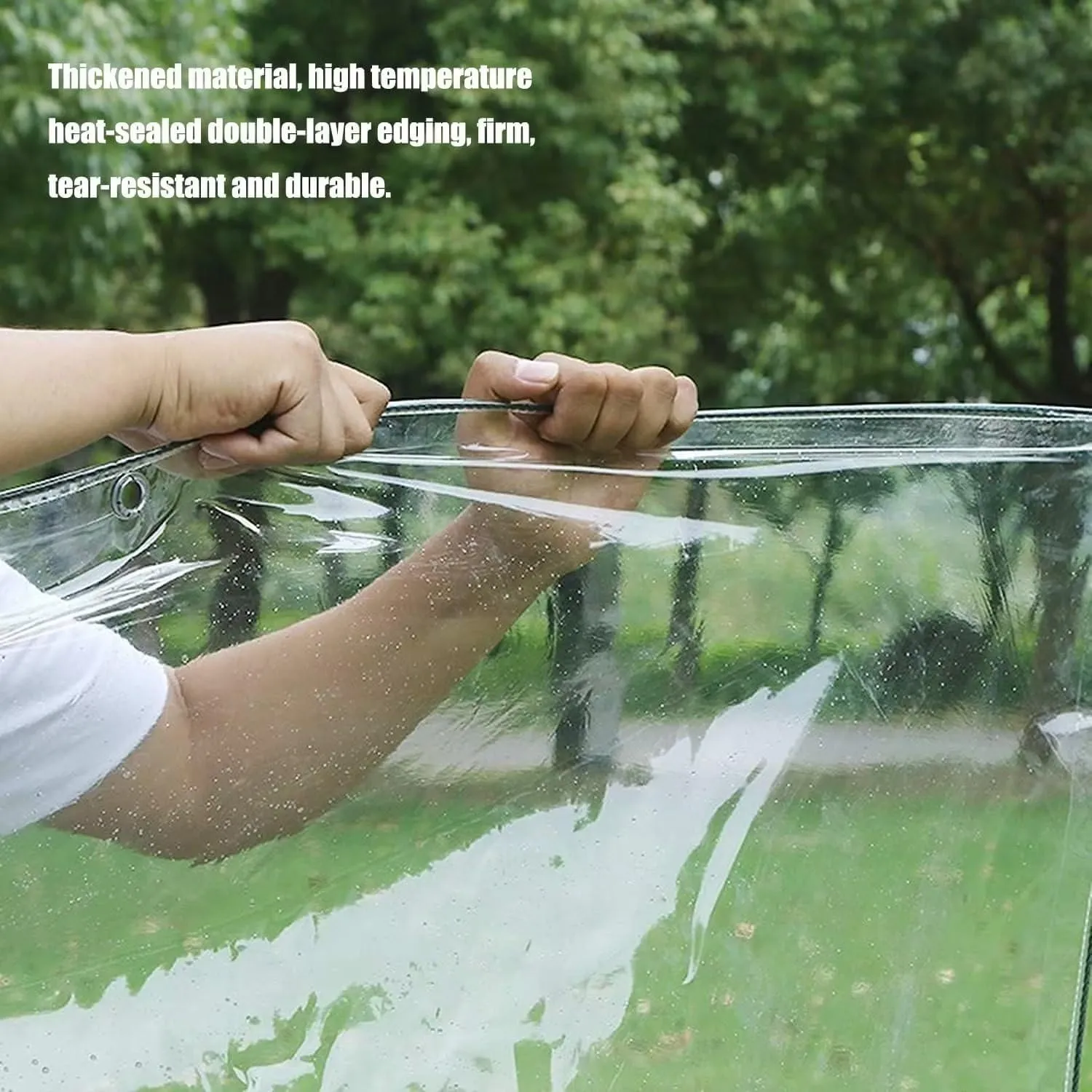 5' x 7' Clear Vinyl Tarp, PVC 14 Mil Tarpaulin, Clear Tarps with Grommets, Duty Heavy Tear Resistant Cover for Camping, Plants Greenhouse, Cars, Patio and Pavilion