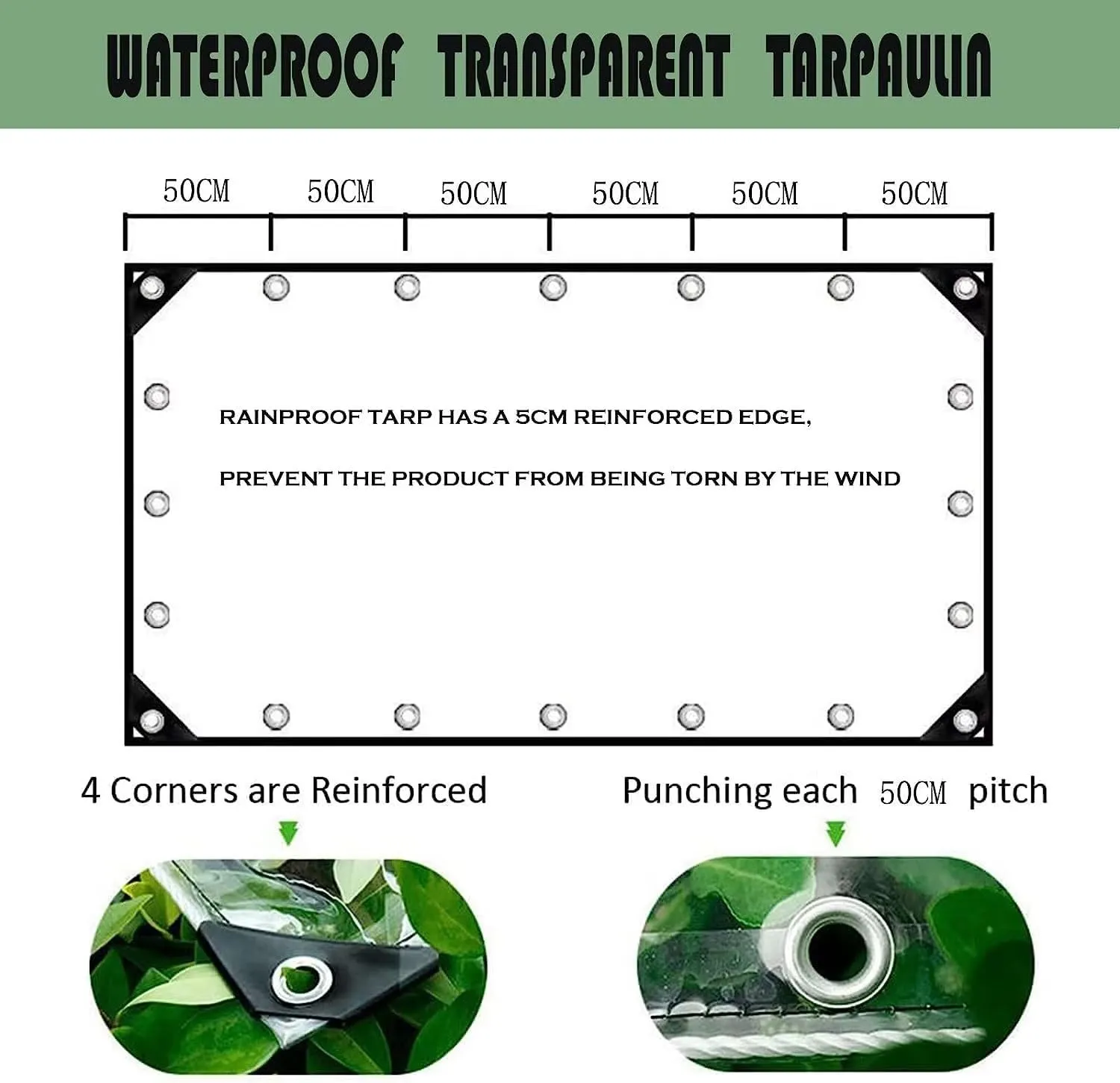 5' x 7' Clear Vinyl Tarp, PVC 14 Mil Tarpaulin, Clear Tarps with Grommets, Duty Heavy Tear Resistant Cover for Camping, Plants Greenhouse, Cars, Patio and Pavilion