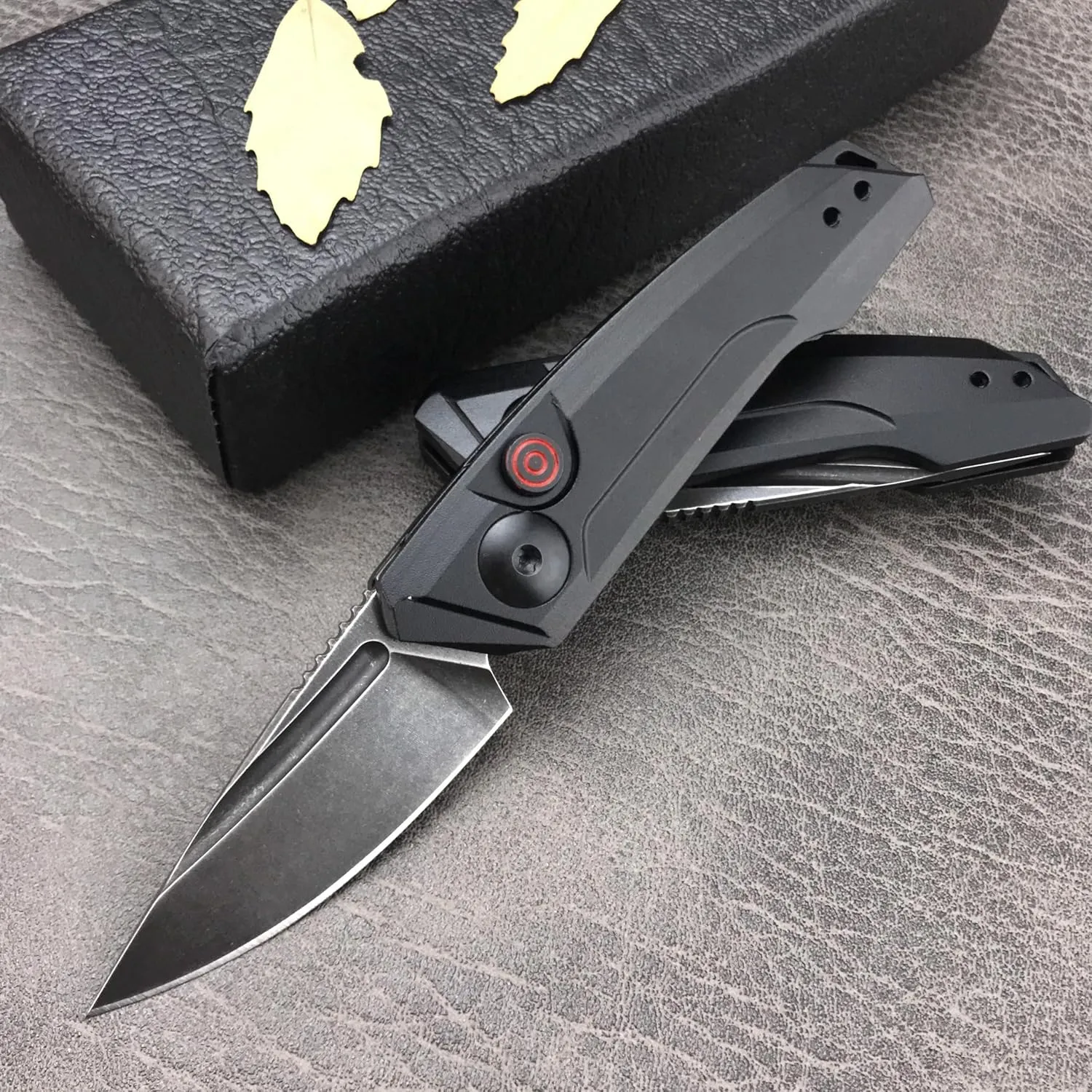 5in Assisted Opening Pocket Knife, Push Button Lock EDC Folding Knife for Camping, D2 Blackwashed Blade, G10 Handle with Belt Clip, Gift for Man