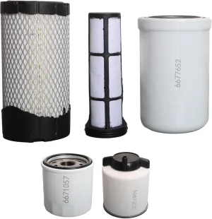 5PCS Filter Kit Compatible with Bobcat Mini Track Loader MT52 MT55 MT85 MT100, 6687262 6687263 Air Filter/6677652 Hydraulic Oil Filter/6671057 Lube Filter/6667352 Fuel Filter Water Separator