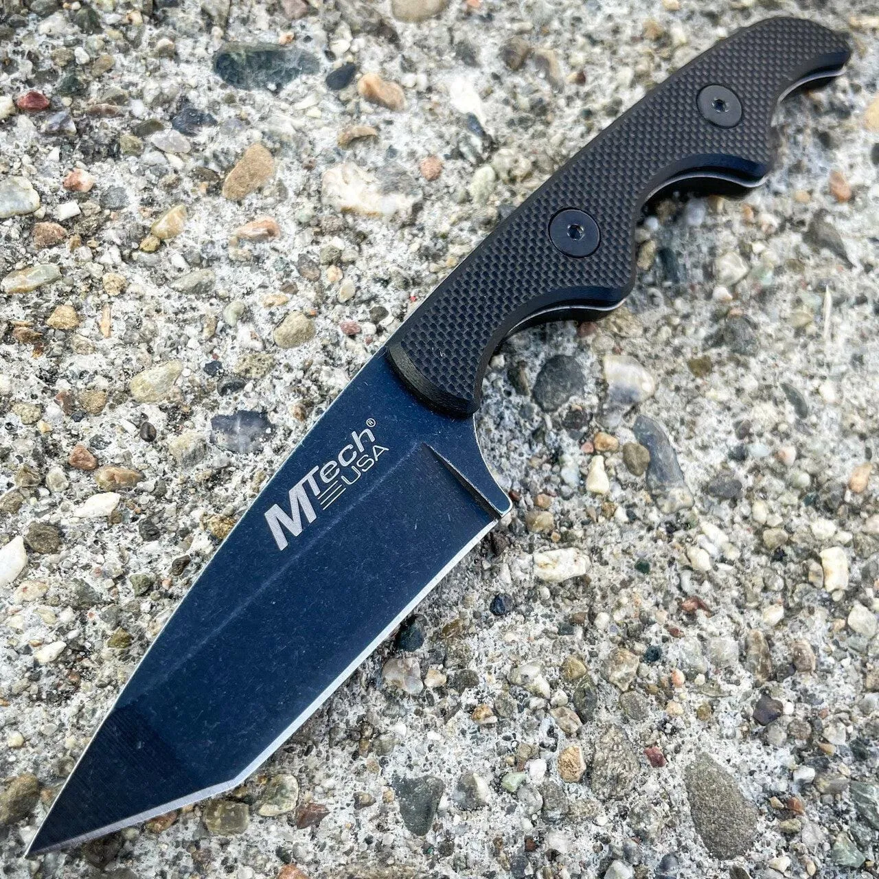 5" MTECH Military Tactical Fixed Tanto Blade Combat Neck Knife w/ Chained Sheath