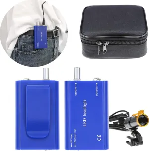5W Lab Medical Portable LED Headlight Clip On LED Light with Filter   Latest Type Plastic Carry On Battery (Blue)