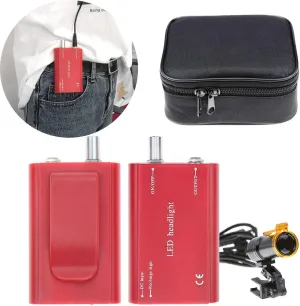 5W Lab Medical Portable LED Headlight Clip On LED Light with Filter   Latest Type Plastic Carry On Battery (Red)