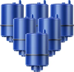 6 Pack Water Filter Replacement Compatible with All PUR®, PUR®PLUS Faucet Filtrat-ion Systems, Pur® RF-9999® Faucet Water Filter, High Efficiency Filtration and 18-Month Value, NSF Certified, Blue